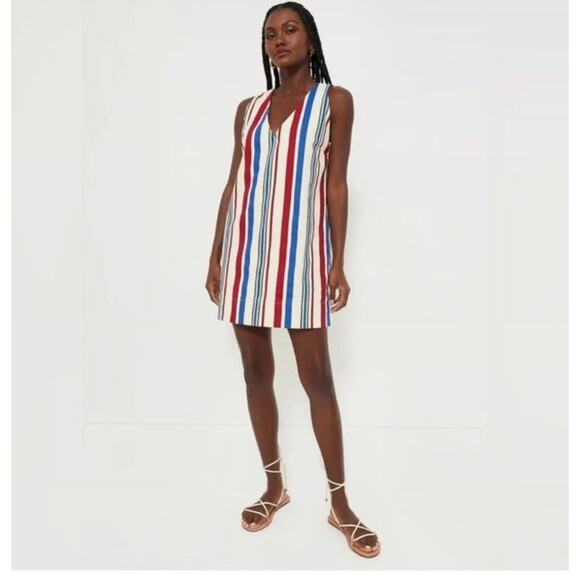 Pomander Place Striped Mini Dress - Red, Blue, White - Picture 1 of 11